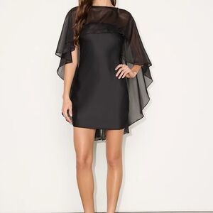 Lulu's Black Mini Dress with Sheer Cape